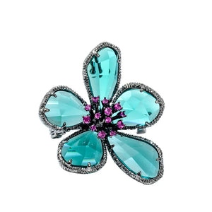 VINTAGE Crystal Flower Brooch