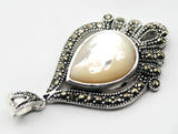 Vintage Natural Sea Shell 925 Silver Drop Pendant