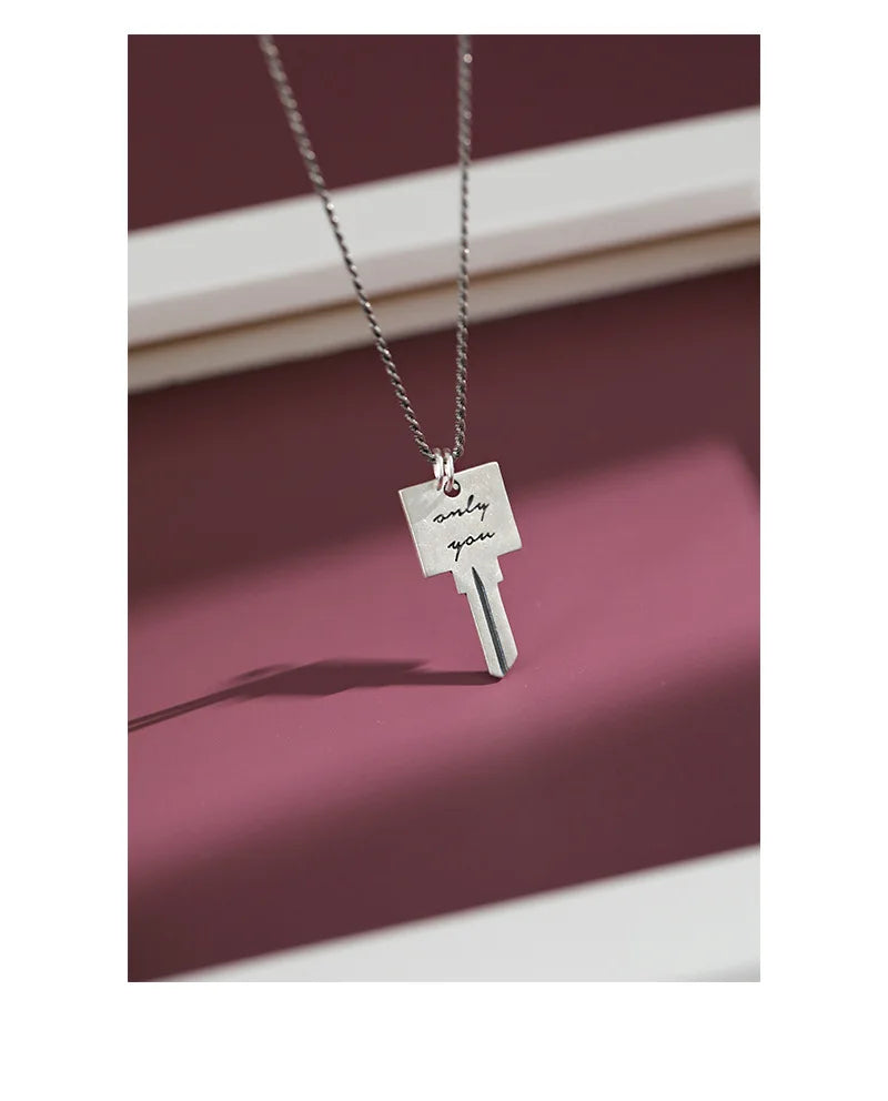 Vintage Love Key Necklace in Sterling Silver S925