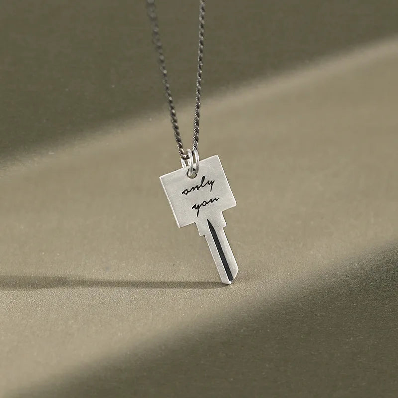 Vintage Love Key Necklace in Sterling Silver S925