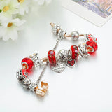 Christmas Gift Elk Charm Red Beads Bracelet