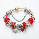 Christmas Gift Elk Charm Red Beads Bracelet