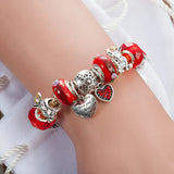 Christmas Gift Elk Charm Red Beads Bracelet