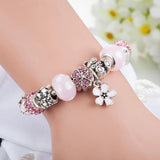 Christmas Flower Charm Bracelet Lovely Bear Bead Women Bracelet Jewelry B16178
