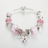 Christmas Flower Charm Bracelet Lovely Bear Bead Women Bracelet Jewelry B16178