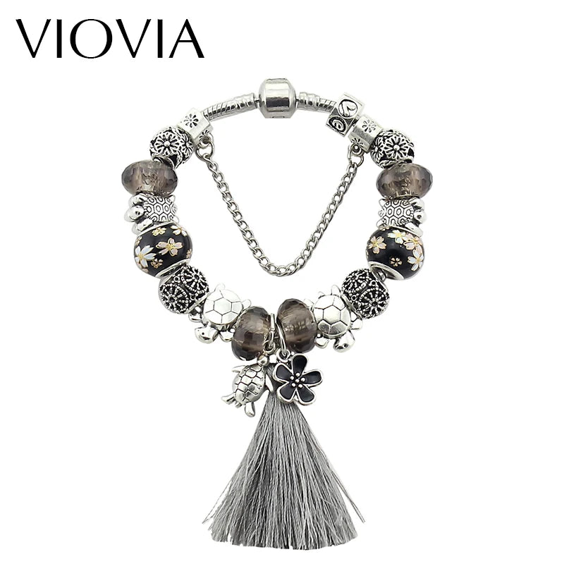 European Tortoise Charm Bracelet for Women Tassel DIY Jewelry