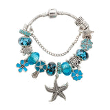 Pink Starfish Charm Bracelet for Women Flower Pendant Bracelet