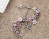 Pink Starfish Charm Bracelet for Women Flower Pendant Bracelet
