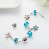 Snowflake Charm Bracelet Crystal Beads Bangle Christmas Gift