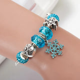 Snowflake Charm Bracelet Crystal Beads Bangle Christmas Gift