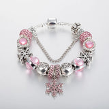 Snowflake Pink Rhinestone Bracelet for Womens Christmas Jewelry