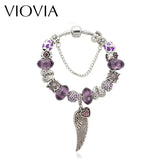 Purple Crystal Beads Charm Bracelet for Women