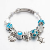 Sea Animal Turtle Stainless Steel Bangle Charm Bracelet DIY Beads Jewelry