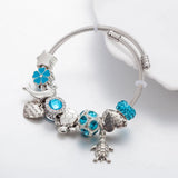 Sea Animal Turtle Stainless Steel Bangle Charm Bracelet DIY Beads Jewelry
