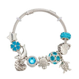 Sea Animal Turtle Stainless Steel Bangle Charm Bracelet DIY Beads Jewelry