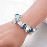 Stainless Steel Bangle Turtle Charm Bracelet DIY Grey Beads Jewelry Adjustable