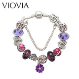 European Flower Beads Charm Bracelet for Women