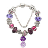 European Flower Beads Charm Bracelet for Women