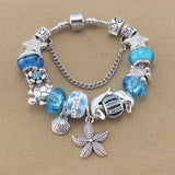 Sea Series Dolphin Charm Bracelet Starfish Seashell Pendant Bangle Gift B15409