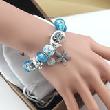 Sea Series Dolphin Charm Bracelet Starfish Seashell Pendant Bangle Gift B15409