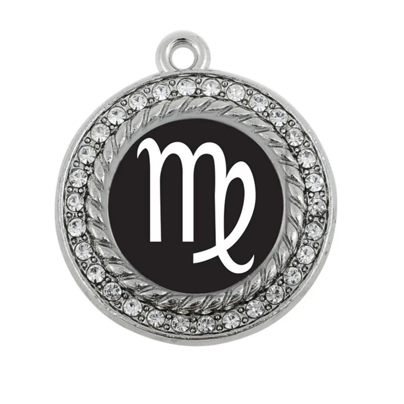 VIRGO CIRCLE SQUARE CHARM antique silver plated