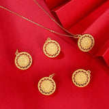 18K Women's Necklace AU750 Queen Coin Pendant National Style Jewelry