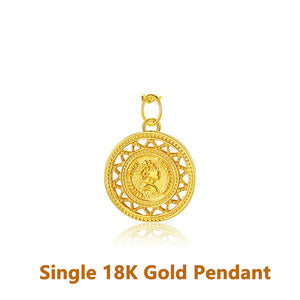 18K Women's Necklace AU750 Queen Coin Pendant National Style Jewelry