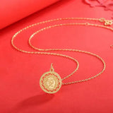 18K Women's Necklace AU750 Queen Coin Pendant National Style Jewelry