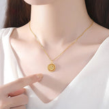 18K Women's Necklace AU750 Queen Coin Pendant National Style Jewelry