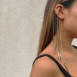 Tassel Pearls Alloy Ear Clip Ear Hook Jewelry For Women Party