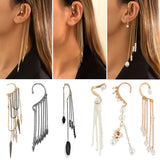 Tassel Pearls Alloy Ear Clip Ear Hook Jewelry For Women Party