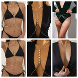 Multilayer Pearls Copper Bikini Waist Chain Body Chain