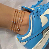 Zircon Flowers Anklet Jewelry for Women Beach Party Gift