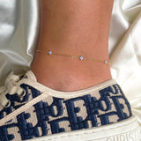 Zircon Flowers Anklet Jewelry for Women Beach Party Gift