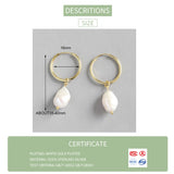 Baroque Pearl Pendant 925 Silver Circle Hoop Earrings