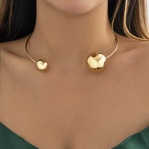 Vintage Copper Geometry Ball Adjustable Necklaces for Women