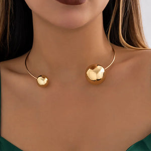 Vintage Copper Geometry Ball Adjustable Necklaces for Women