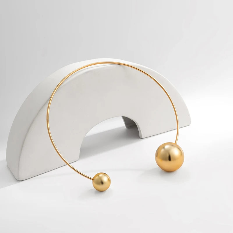 Vintage Copper Geometry Ball Adjustable Necklaces for Women