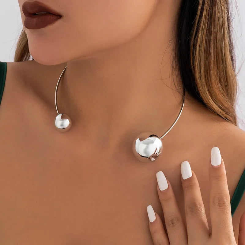 Vintage Copper Geometry Ball Adjustable Necklaces for Women
