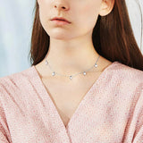 VIVILADYINS 925 Silver Tassel Disc Star Cross Pendant Women Necklace