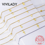 VIVILADYINS 925 Silver Tassel Disc Star Cross Pendant Women Necklace