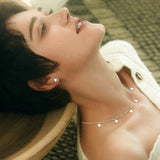 VIVILADYINS 925 Silver Tassel Disc Star Cross Pendant Women Necklace