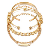 Punk Layered Chain Cuban Bracelets Knot Cuff Bangles Adjustable