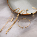 Punk Layered Chain Cuban Bracelets Knot Cuff Bangles Adjustable