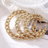 Crystal Chain Hoop Earrings Exaggerated Geometric Circle Silver Mixed