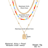 Flowers Beaded Necklace Layered Pendant Bohemian Woman Jewelry