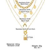 Lock Necklace for Women Bohemian Vintage Moon Necklaces for Women Jewelry