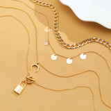 Lock Necklace for Women Bohemian Vintage Moon Necklaces for Women Jewelry