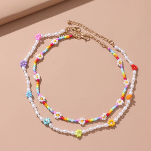 Flowers Pearl Necklace Beads Necklaces Women Party Jewelry