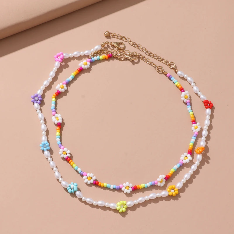 Flowers Pearl Necklace Beads Necklaces Women Party Jewelry